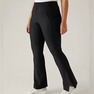 Athleta Stellar Flare Trouser Womens 12 Black Work Travel Commute EuroLuxe Pants